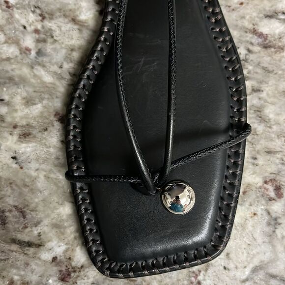 Antonio Melani x The Style Bungalow Clarke Leather Stud Ankle Wrap Black Sandals - Picture 2 of 4